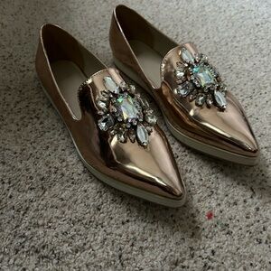 ASOS Gold Metallic and Gem Loafers